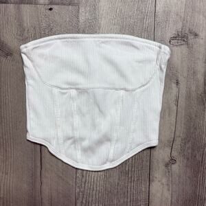 NWOT Victoria's Secret PINK The Cinched Cotton Strapless White Corset top size s